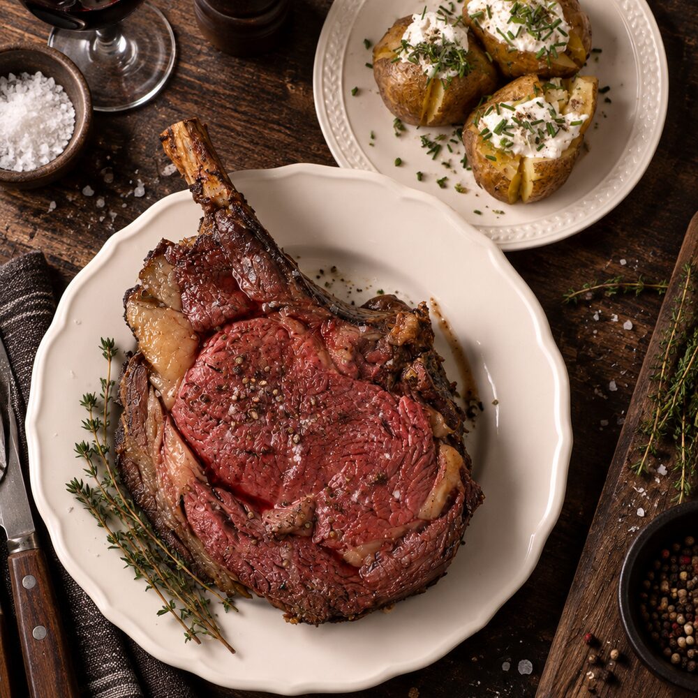 Pravý americký Prime rib – vysoký roštěnec s kostí