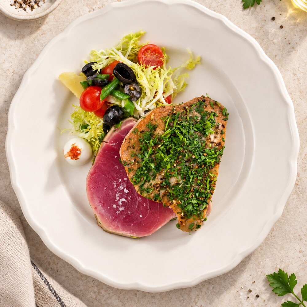 Steak z tuňáka se salátem niçoise